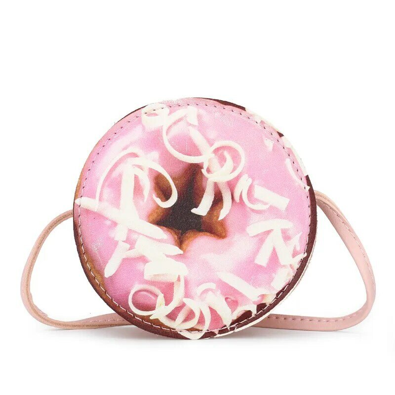 ¡Nuevo estilo! Bolso para niños con diseño de Donut, bandoleras cruzadas a la moda, bolsos de Pu suaves que combinan con todo