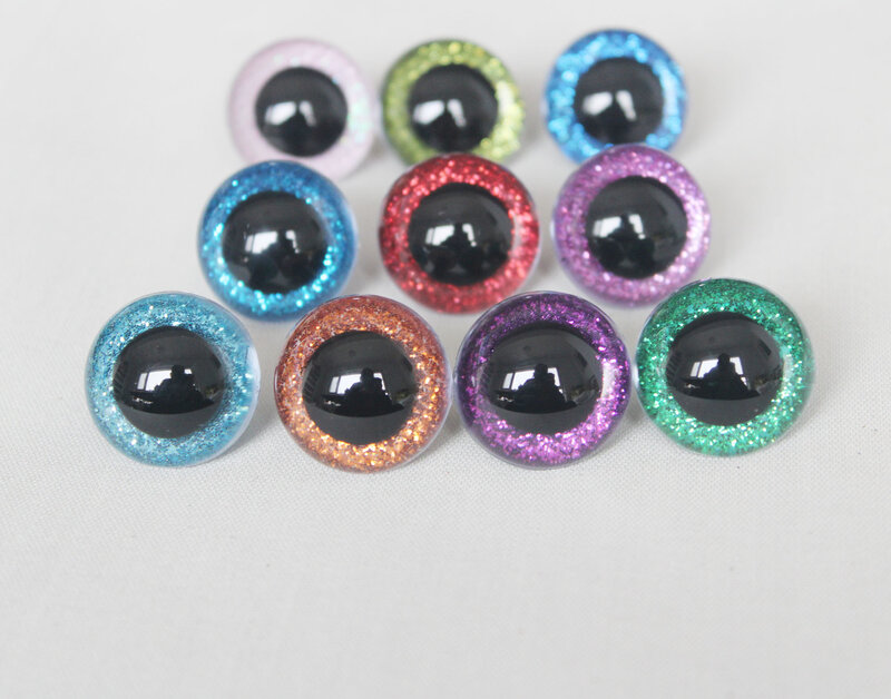20pcs 13mm-28mm occhi di sicurezza in plastica trasparente rotonda giocattolo + glitter non tessuti + rondella dura per risultati di bambole di peluche-opzione dimensioni