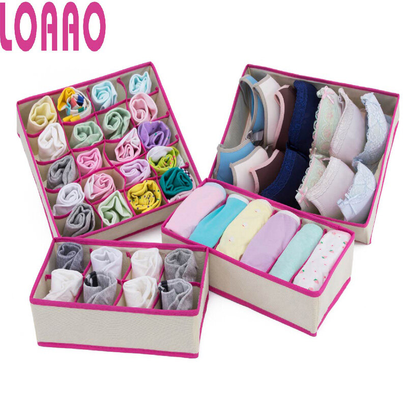 LOAAO nuevos compartimentos de cajas de almacenamiento en casa cajas organizadoras calcetines plegables corbatas caja de ropa interior bolsas organizadoras de almacenamiento de moda