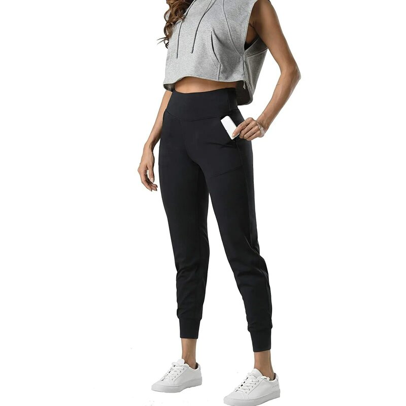 Legginsy damskie jednolity wysoki stan Push Up Athletic Joggers modne legginsy kieszenie treningowe sportowe dorywczo elastyczne spodnie legginsy