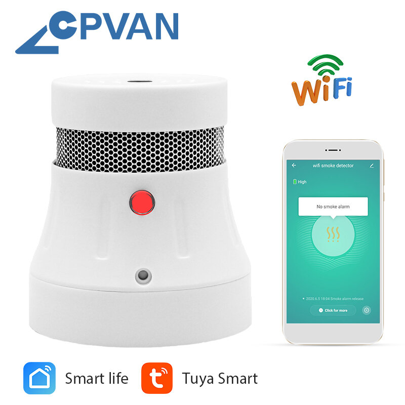 CPVan VIP LINK  10PCS WiFi Smoke Detector Tuya APP Smart Life APP Fire Protection Smoke Alarm Home Security System Firefighters