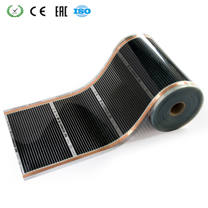 Calefacción de suelo por infrarrojos, calentador eléctrico de película de carbono de fibra de cristal de carbono, 220V, 50cm de ancho