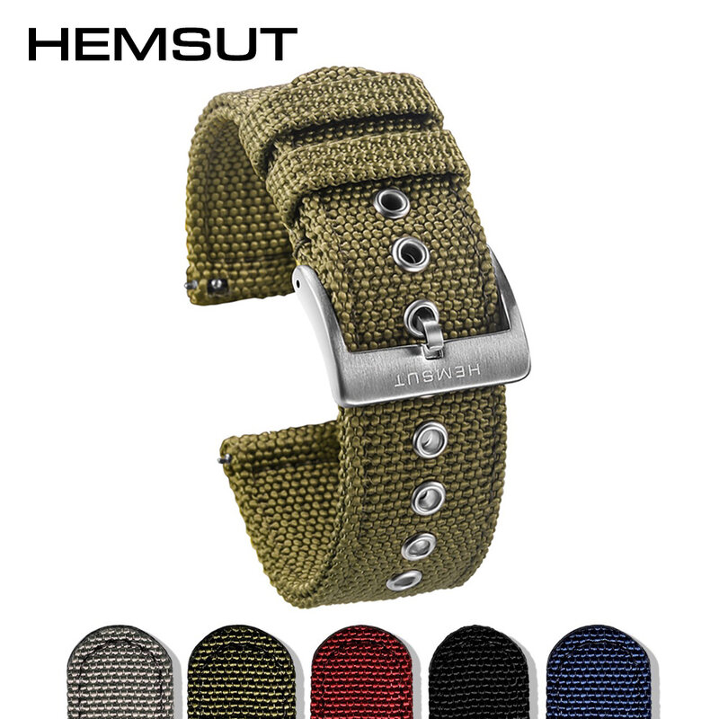 Hemsut-correas de reloj de nailon de alta calidad, correas de muñeca de movimiento de liberación rápida, militares, transpirables, impermeables, 18/20/22/24mm