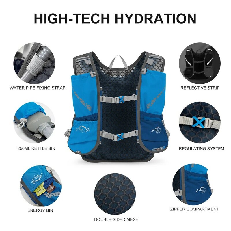 Men's and Women's Outdoor Sports Backpack Marathon Moisturizing Vest, suitable for sharing, cycling, hiking and water sports