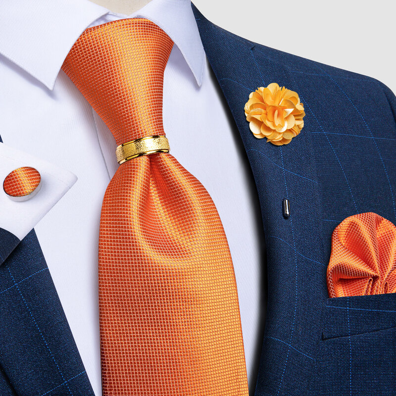 Corbatas de boda de lujo para hombres, corbatas de Jacquard de seda tejidas, anillo, broche, gemelos, conjunto de pañuelo, DiBanGu, nuevo diseñador, 8cm