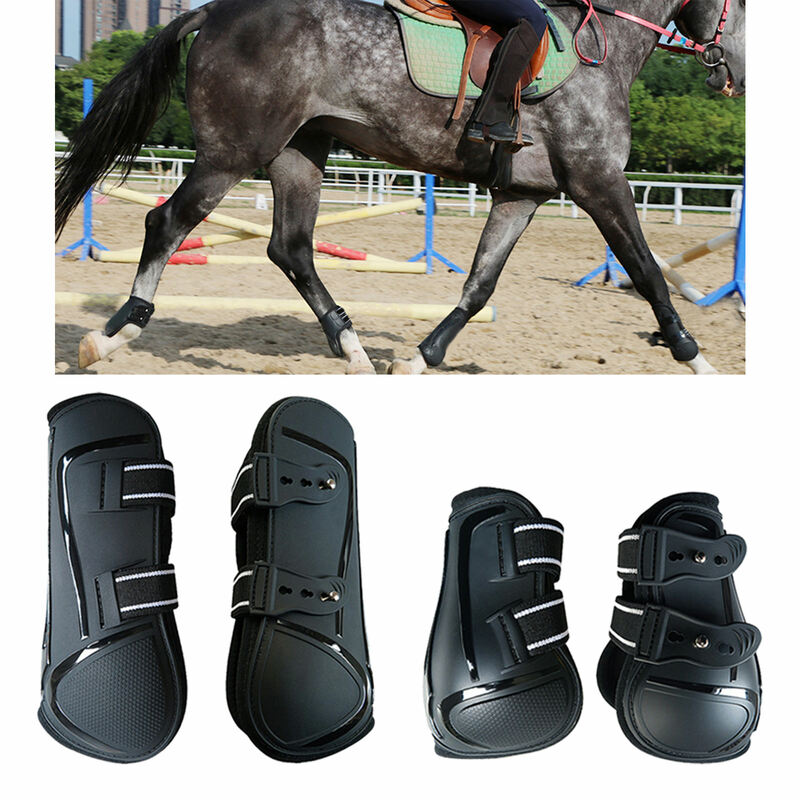 4 NGỰA Gân Giày Trước Hai Chân Sau Bộ Huấn Luyện Nhảy Dressage Cưỡi Ngựa PU Vỏ Cận Vệ Đeo Fetlock Tấm Bảo Vệ