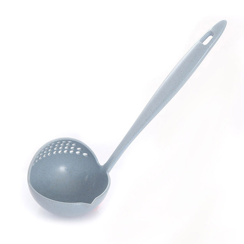 Cuchara de sopa de mango largo 2 en 1, colador de cocina para el hogar, accesorios de cocina, cucharón de plástico, vajilla, 1 piezas
