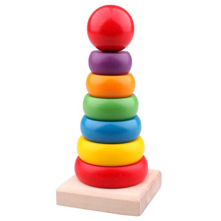 Baby Stacking Cup Color Rainbow Stacking Ring Tower Toys Early Educational Intelligence Toy Children Birthday Christmas Gift ZXH