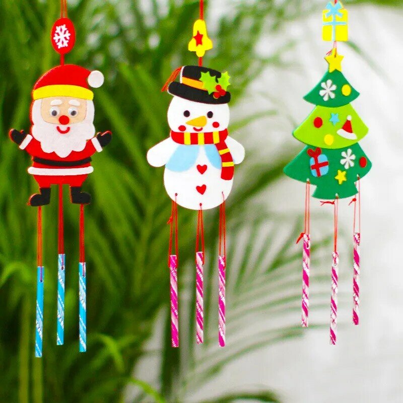 3Pcs/set Christmas Wind Chimes DIY Handmade Art Crafts Toys For Children Windbell HangingsToy Decoration Ornaments Xmas Gifts