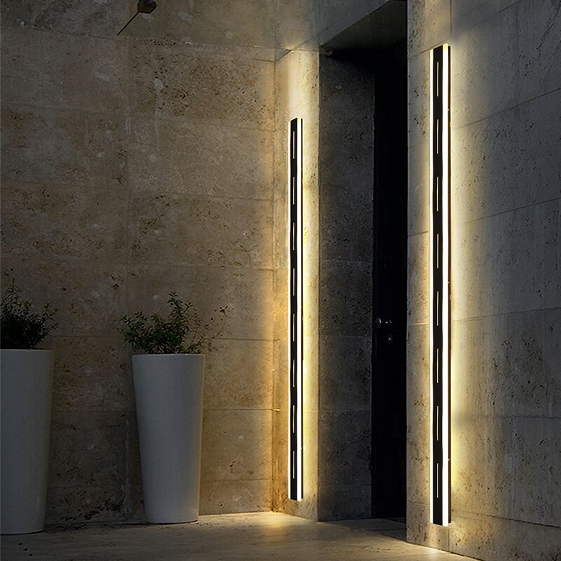 Lámpara LED de pared para exteriores, luz larga impermeable IP65, candelabro para jardín, Villa, porche, 110V, 220V