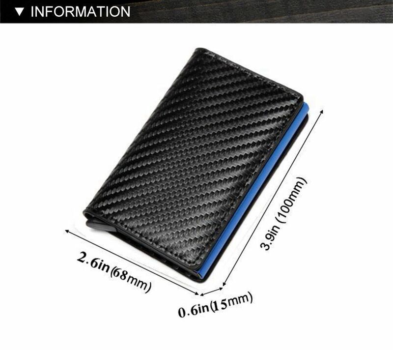 Men Crazy Horse Leather Automatic Credit card holder Wallet Aluminum Mini Wallet With Back Pocket ID Card RFID Blocking purse