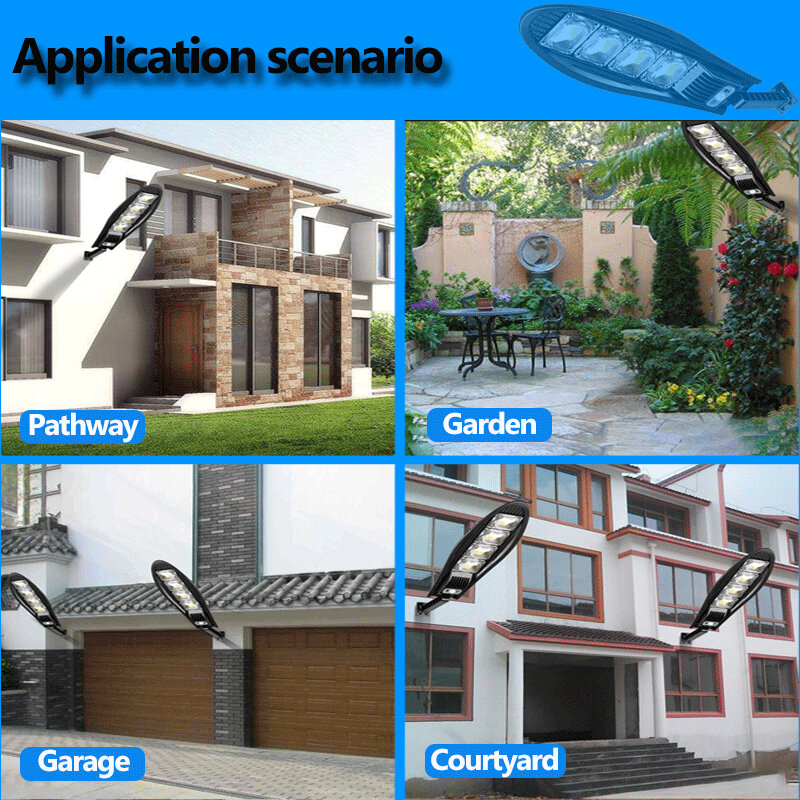 アップグレードされた調整可能な角度のソーラーストリートライト,屋外,防水LED,庭に最適,10000mAh, 168ダイオード,10000W