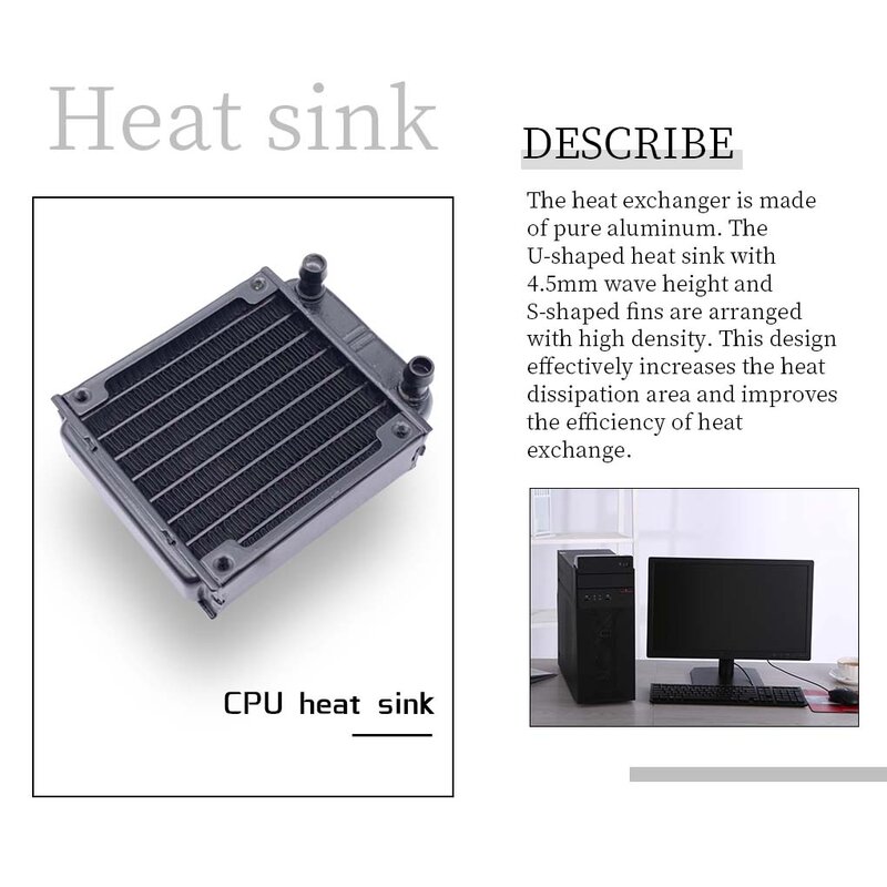 Disipador de calor de aluminio para ordenador, radiador de disipación de calor de 80/120mm, interfaz G1/4