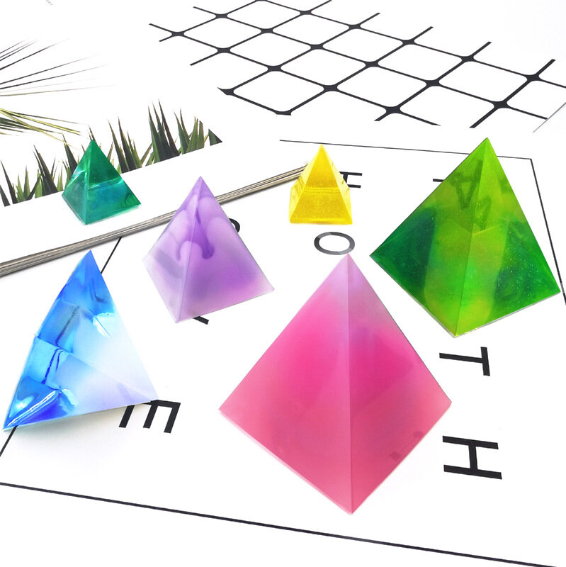 Cristal Resina Epóxi Molde Pirâmide, Triângulo, Silicone, DIY, 20mm-60mm