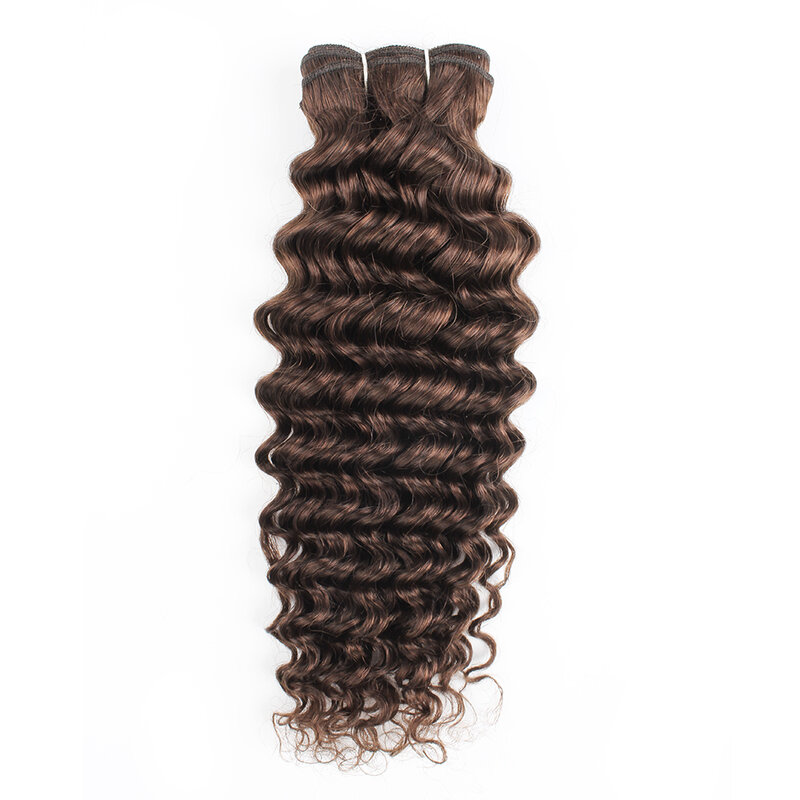 Kisshair color #4 fasci di capelli ad onda profonda 3/4 pezzi estensione dei capelli umani peruviani marrone scuro da 10 a 24 pollici capelli di trama remy