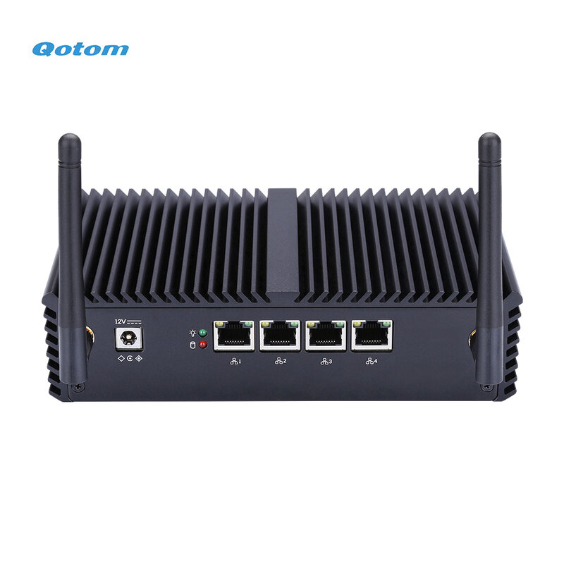 Qotom-Mini PC Core i3 i5, 4x I225V procesador integrado, puertos LAN de 2,5G, RS-232, sin ventilador, cortafuegos para casa y oficina