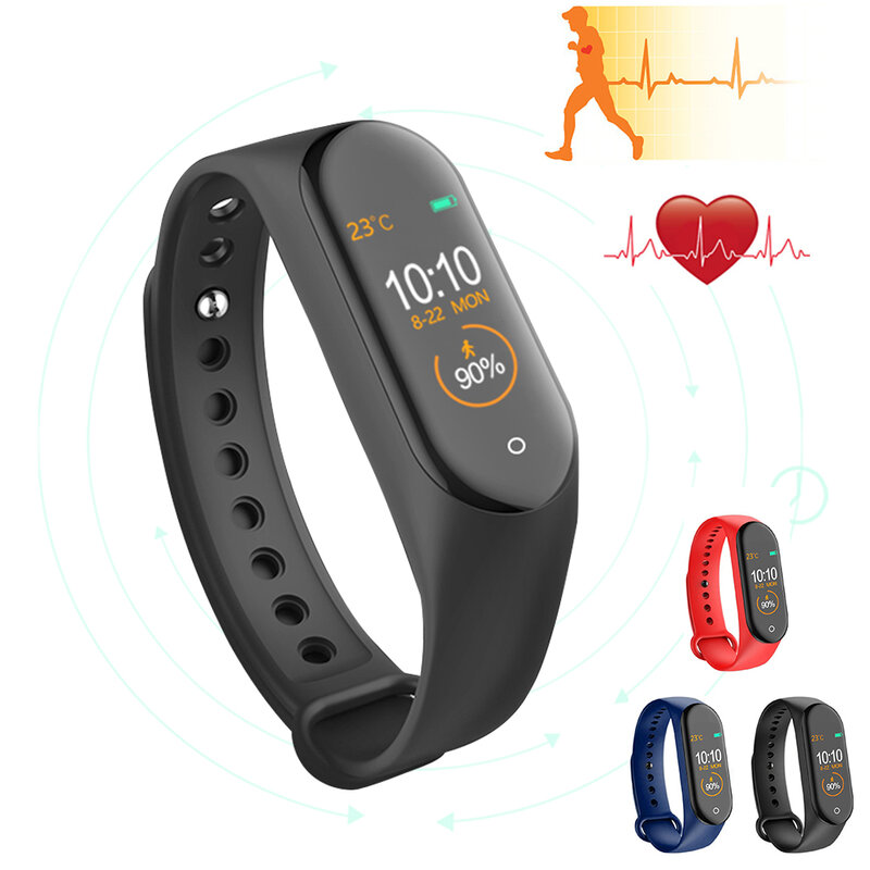 Nowy M4 inteligentny zespół opaski Fitness Tracker zdrowie tętna Monitor ciśnienia krwi Bluetooth sportowa bransoletka PK Mi zespół 4 3