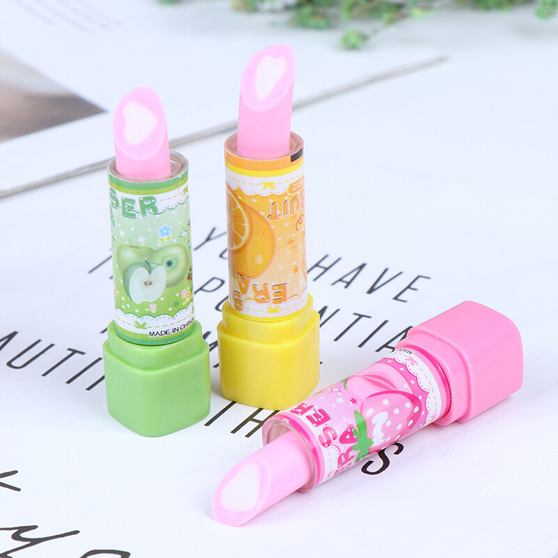 1 sztuk kolorowe gumka szminka w kształcie lodów prezent dla studenta szkolne materiały biurowe dla ołówek obrotowe gumowe artykuły papiernicze dla dzieci