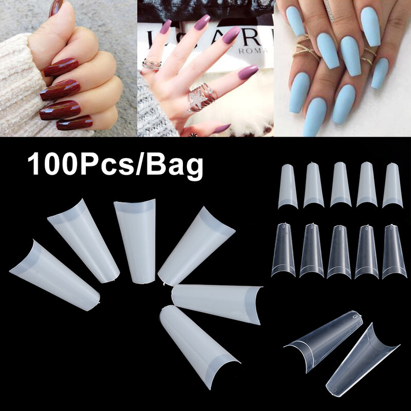 Накладные ногти, 100 шт./кор., искусственные, прозрачные/натуральные/белые