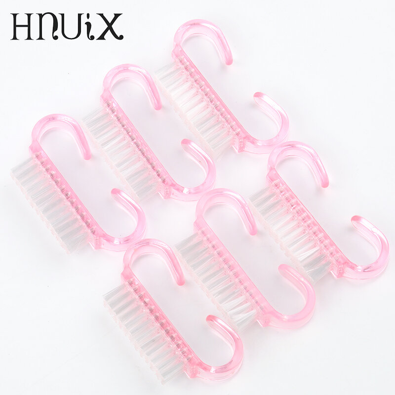 10 Pcs / Lot Nail Art Dust Cleaning Brush DIY Plastic Handle Pedicure Manicure Cleaning Nail Scrubbing Brushes Tool Color Random