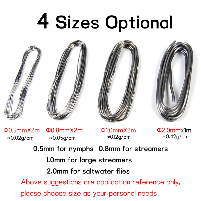 Bimoo 0.5mm 0.8mm 1mm 2mm Soft Round Weigted Leader Wire Nymph Streamer Saltwater Flies Body Fishing Lures Fly Tying Material