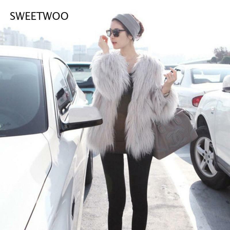 Elegant Furry Fur Coat Fluffy เสื้อแขนยาวหญิง Outerwear ฤดูใบไม้ร่วงฤดูหนาวแจ็คเก็ต Overcoat 4Xl