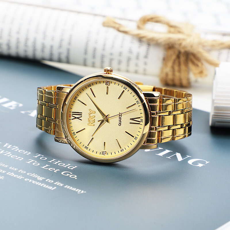 Relógio dourado para homens e mulheres, relógios de pulso de quartzo simples para amantes, masculino e feminino, relógio impermeável, marca de luxo, novo, 2024