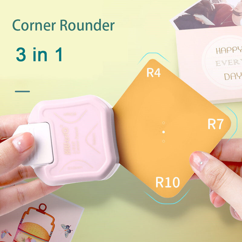 3 In 1 Corner Rounder Paper Punch R4 R7 R10 punzonatrice In plastica fai da te Circle Pattern Card Paper Photo Hole Punch Cutter Tool