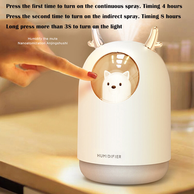 300ML Pet Ultrasonic USB Air Humidifier Aroma Essential Oil Diffuser Cool Mist Maker Fogger With Color LED Lamp Humidificador