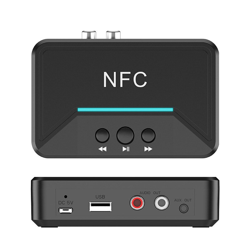 AUX 인터페이스 블루투스 오디오 수신용, 3.5mm 스위칭 구형 스피커, 2RCA 오디오 파워 앰프 어댑터, NFC5.0