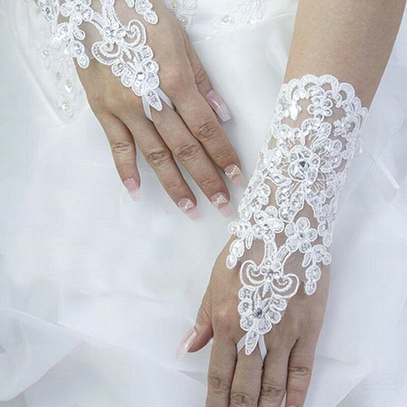 Laço sem dedos strass luvas de noiva para festa de casamento 2022