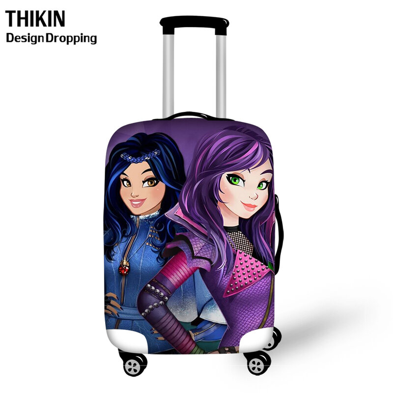 THIKIN Descendants Kids Travel Luggage Cover for Boys Girls School Trunk Suitcase Protective Cover Cartroon Travel Bag Protector