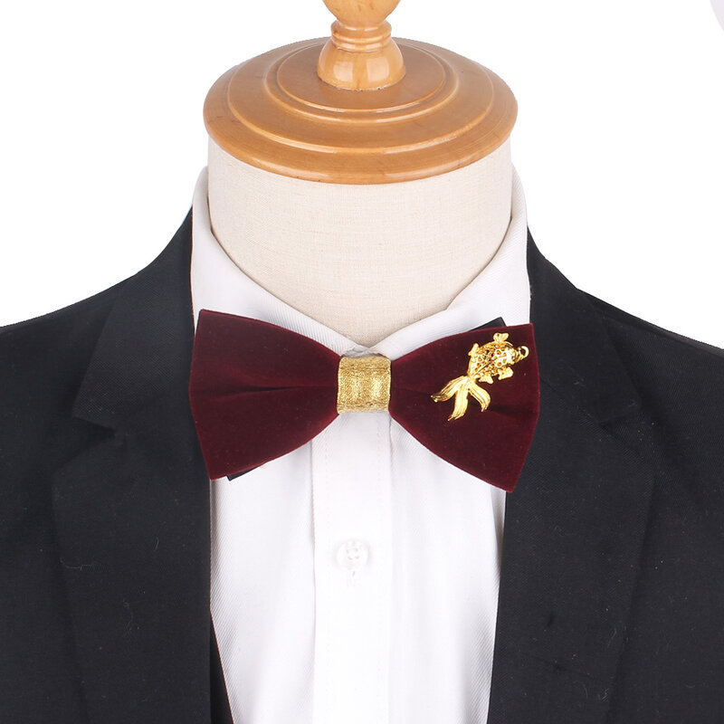 Nœud papillon rouge pour hommes et femmes, costume classique en velours, pour fête de mariage, cravate de cou faite à la main pour adultes