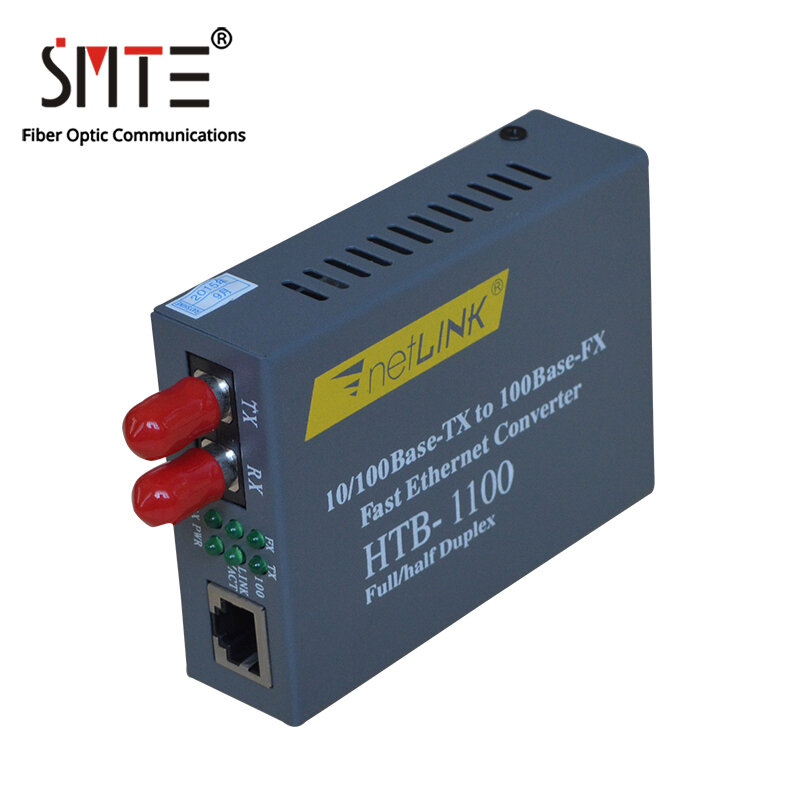 NetLINK Media Converter HTB-1100-2KM-ST 10/100M multimodale Duplex ST RJ45 doppia fibra ottica 2KM alimentazione elettrica esterna