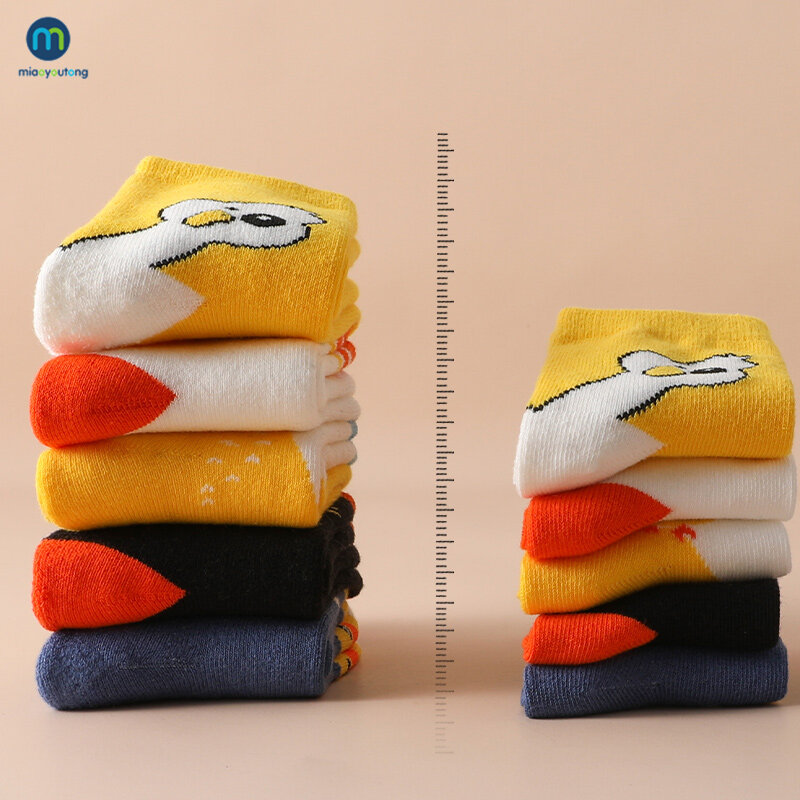 Miaoyoutong-calcetines térmicos de algodón para niño y niña, medias cortas cálidas, suaves y gruesas de rizo, 5 par/lote