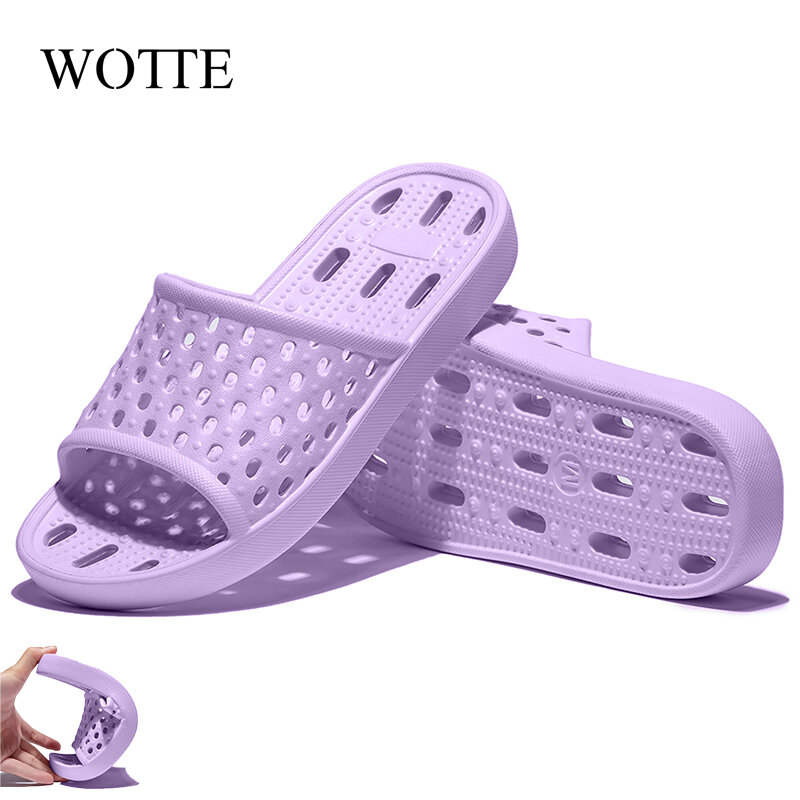 Шлепанцы женские домашние на плоской подошве, Нескользящие, для ванной, удобные тапочки, летняя обувь