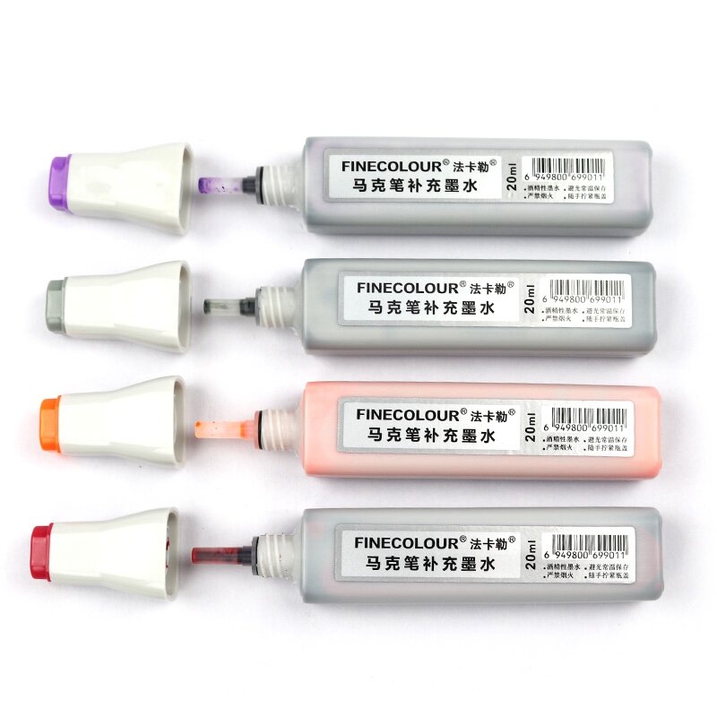 Finecolour-marcador de Alcohol oleoso EF900, 20ML, EF100/101/102, reposición Universal, suplemento, tinta líquida rellenable, 480 colores