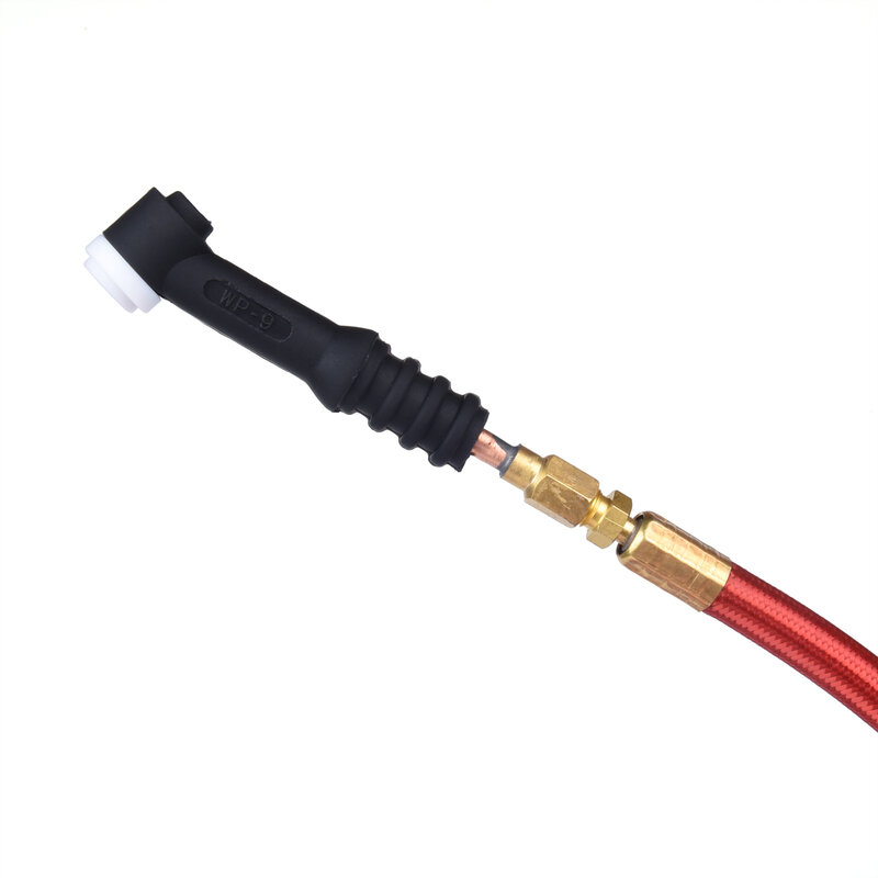 3.8/7.6m wp9 wp17 tig tocha de soldagem gás-elétrico integrado vermelho macio mangueira cabo fios m12 dkj 10-25 35-50 euro conector