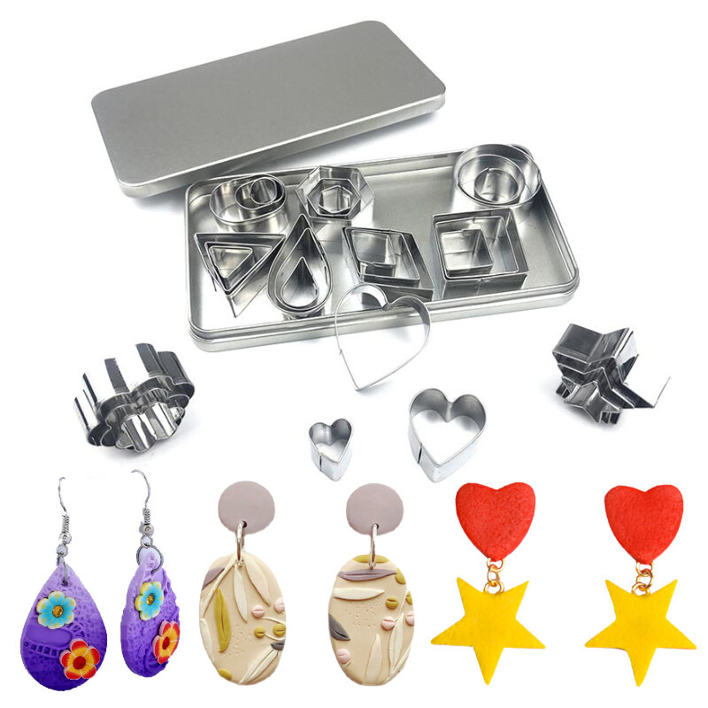 Polymer Clay Cutter Basic Geometry Round Drop Designer DIY Clay Earring Jewelry Kit Stainless Steel Cutting Mold 30pcs/Lot