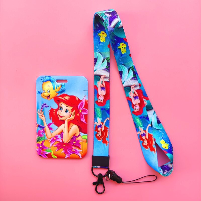 Disney The Little Mermaid Ariel Card Holder Business Badge Card Case Frame Employee Case Cover Student Lanyard ID Card Holder