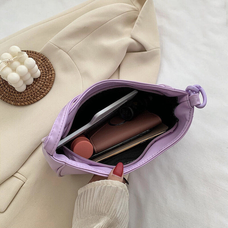 Повседневная сумка-слинг из искусственной кожи, кошелек, женская элегантная сумка через плечо с цепочкой, популярная простая Женская Повсе...