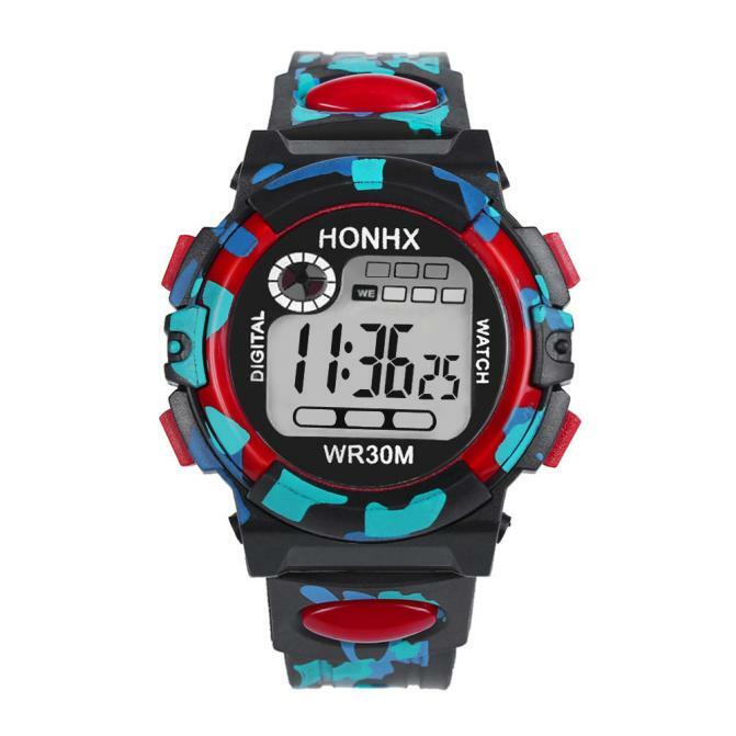 Jam tangan olahraga anak, jam tangan Digital tali silikon anti air LED untuk anak siswa perempuan laki-laki