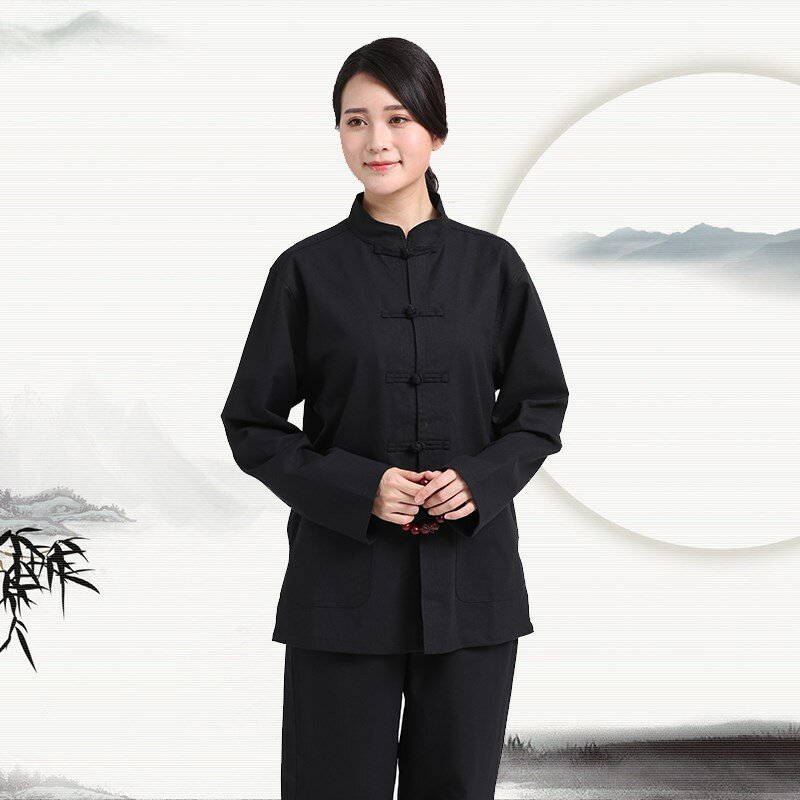 여성 태극권 유니폼 중국 전통 의류 세트 성인 느슨한 운동 쿵푸 정장 공연 윙 천 우 슈 의상