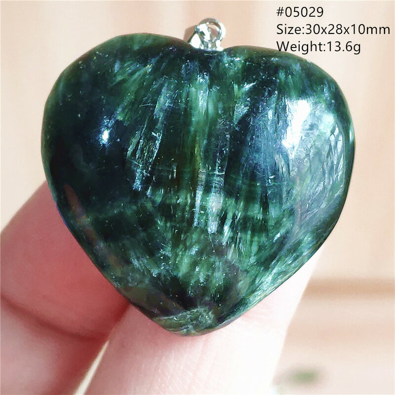 Натуральный зеленый Серафинит, сердце, Женское Ожерелье, мужчины, клинохлорид, кристалл AAAAAA