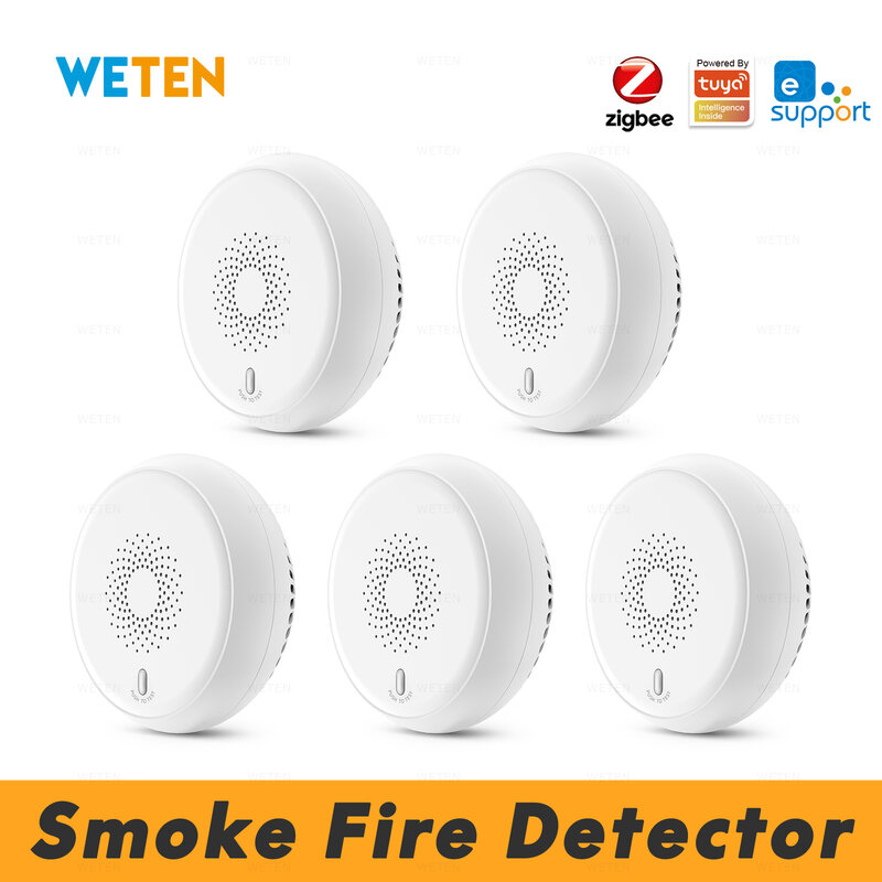 EWeLink-Tuya Zigbee Smart Smoke Fire Sensor Detector, trabalhar com Tuya Hub Sonoff, Zigbee Bridge, Home Assistant via Zigbee2mqtt