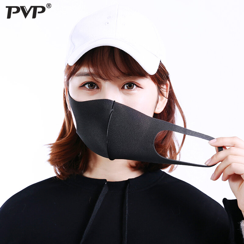 PVP 3Pcs multiple sets of dust and dust respirator PM2.5 respirator Black Bilayer Sponge Mouth Mask Mouth-muffle Wind Proof Mask