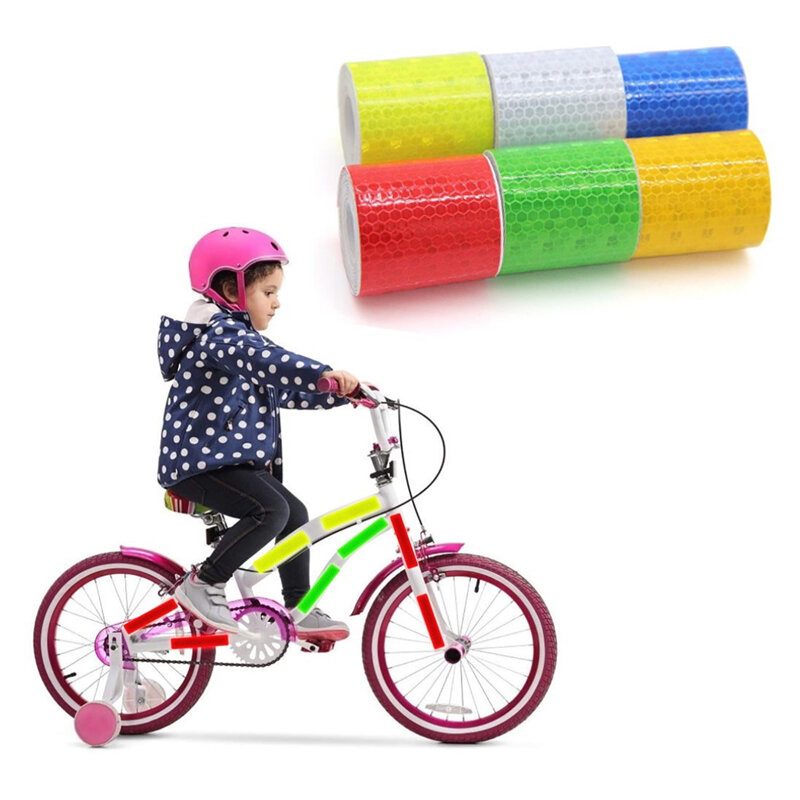 Cinta reflectante de advertencia de seguridad, cinta adhesiva, accesorios para bicicleta