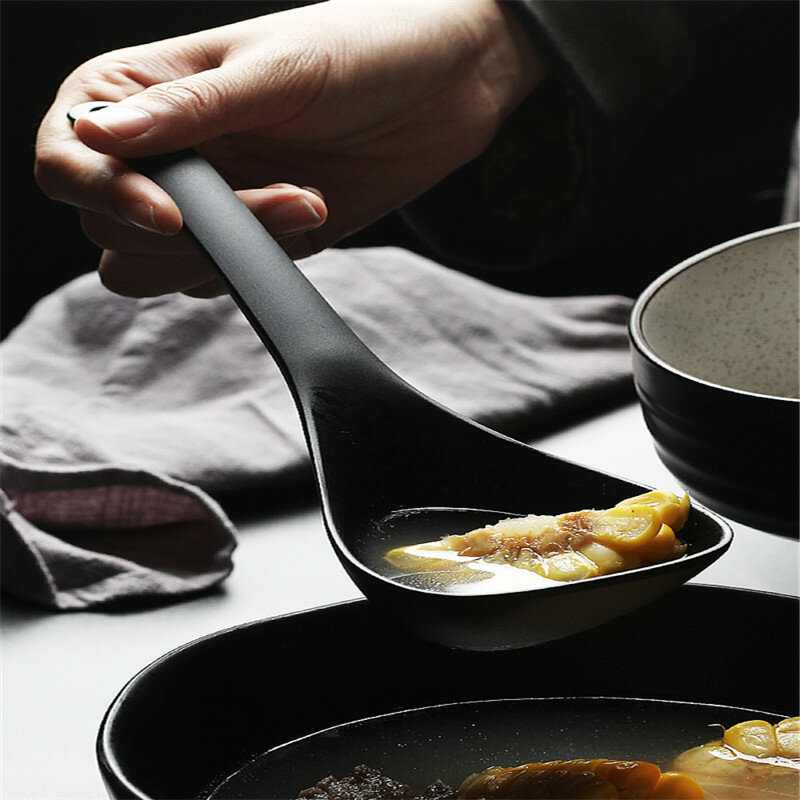 Пластиковая ложка для риса с антипригарным покрытием, рисоварка, длинная лопатка для риса, черная, белая ложка для супа, кухонная посуда