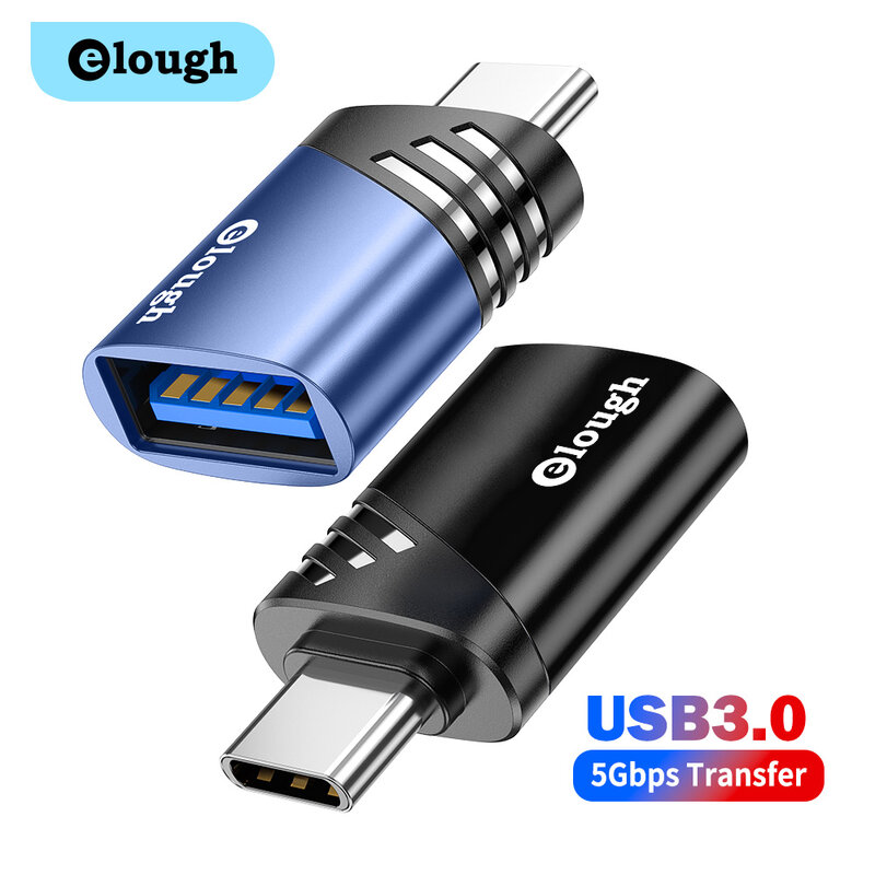 Elough adaptador USB a tipo C OTG, convertidor Micro USB OTG tipo C a USB adaptable 3A, carga rápida para Macbook, Samsung, Huawei, Xiaomi