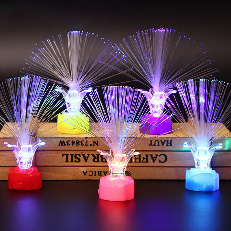 Lámpara LED de fibra óptica colorida para niños, luz rosa, ambiente de fibra óptica, juguete, decoración de fiesta en casa, novedad